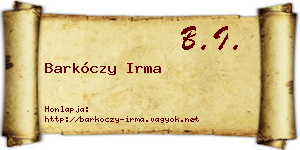 Barkóczy Irma névjegykártya